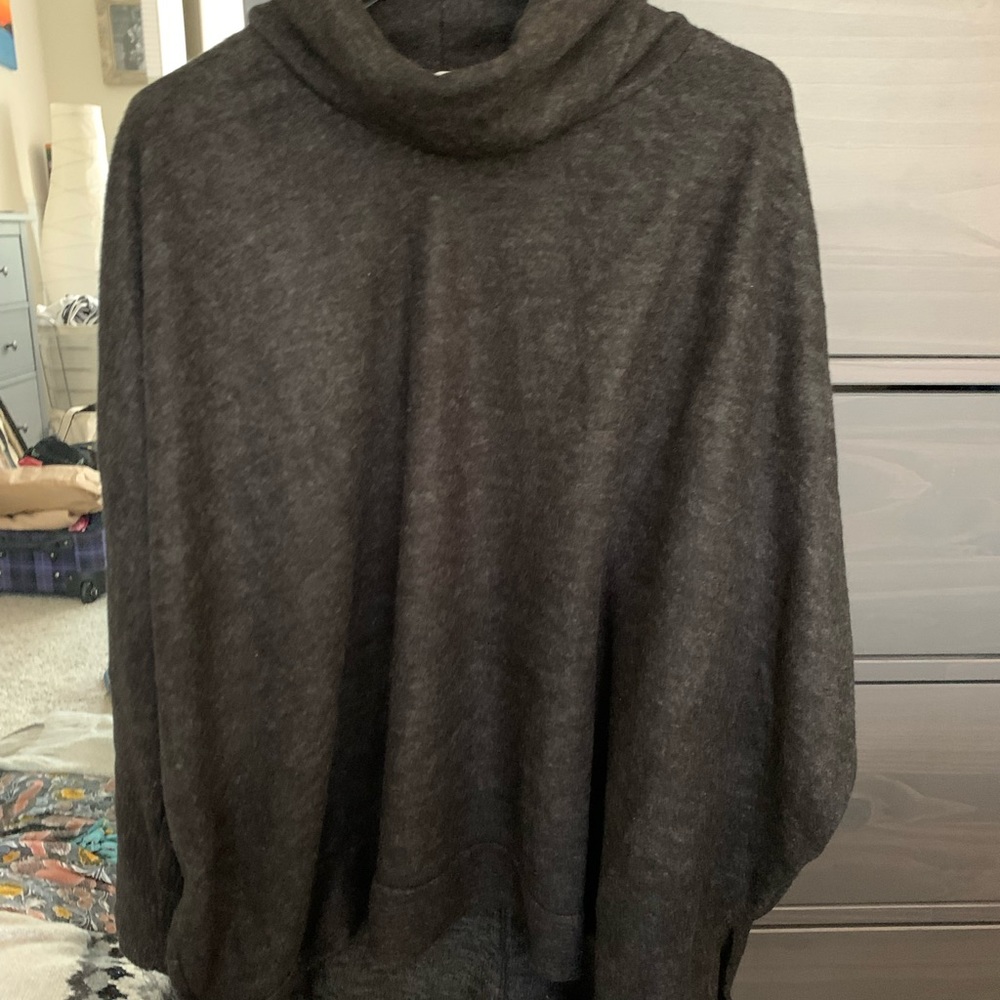 Gray funnel neck poncho sweater M/L
